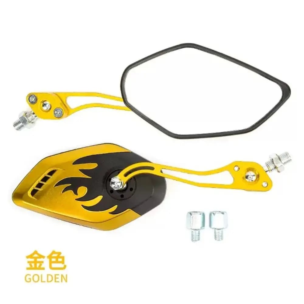 آینه بغل موتورسیکلت اسپرت CNC طرح شعله (Flame Design) — تصویر ۵