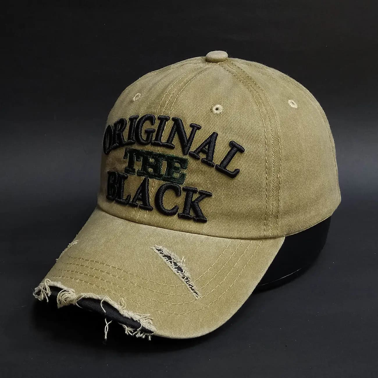 کلاه بیسبالی کتان سنگشور زاپ‌دار Original Black | کلاه استریت‌استایل وینتیج با طراحی دیسترس خاص