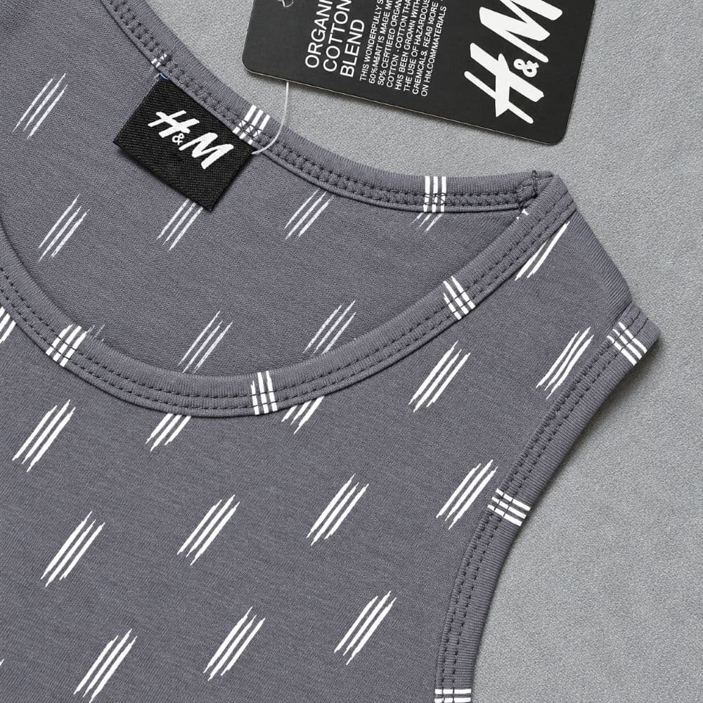 ست تاپ و شلوارک نخی طوسی برند H&M مدل ماکرو دش سایز S کد 3420 — تصویر ۳