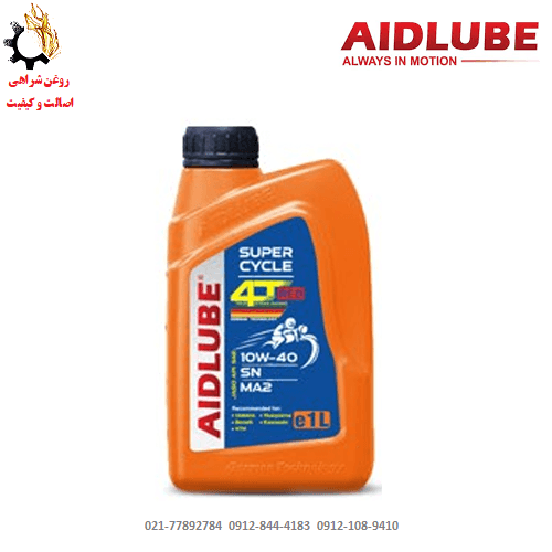 روغن موتور 10W-40 ایدلوب قرمز Aidlube SN JASO MA2 مخصوص موتورسیکلت حجم 1 لیتر