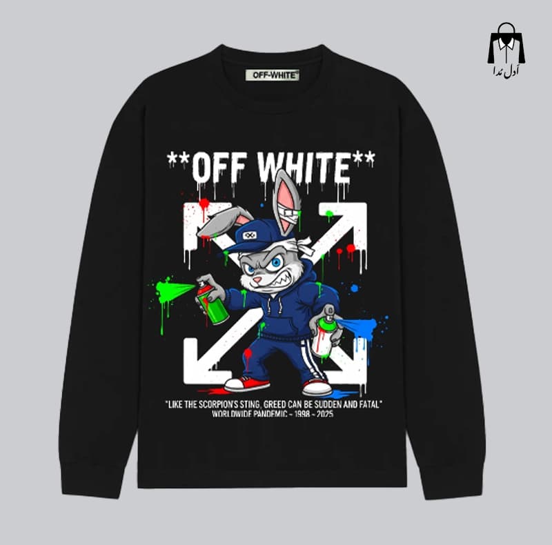 تیشرت زمستانی طرح خرگوش گرافیتی Off-White