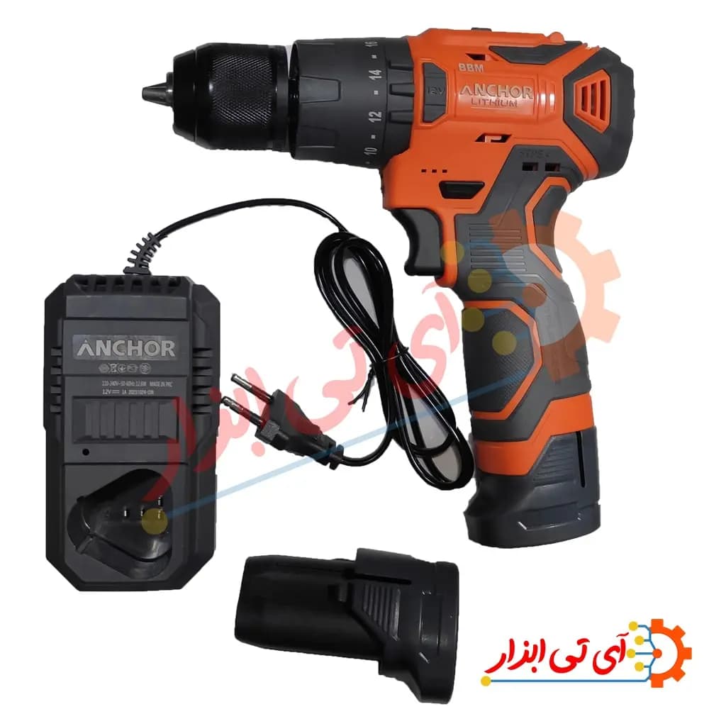 دریل شارژی چکشی براشلس 12 ولت آنکور دو باتری مدل DCE12 — تصویر ۳