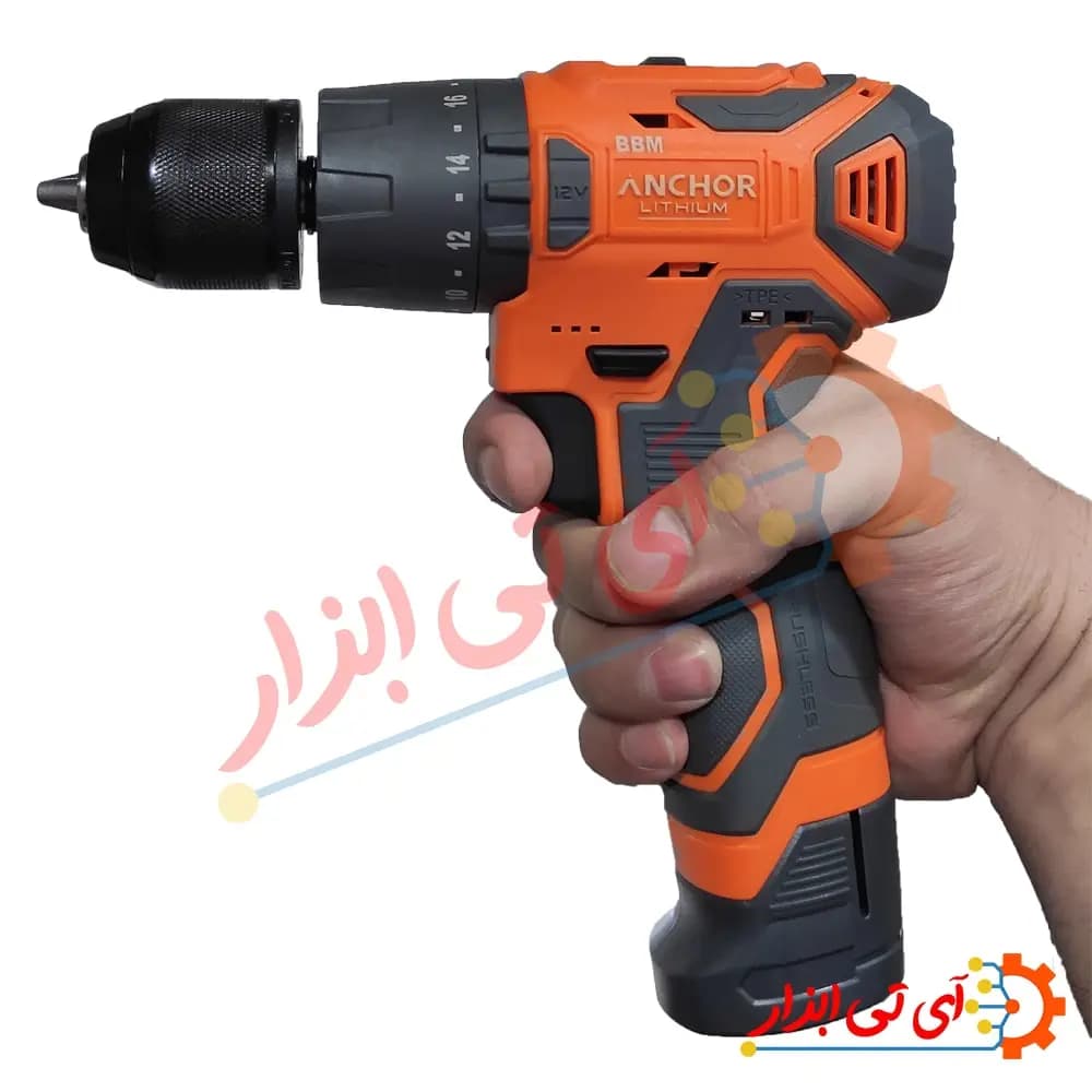 دریل شارژی چکشی براشلس 12 ولت آنکور دو باتری مدل DCE12 — تصویر ۶