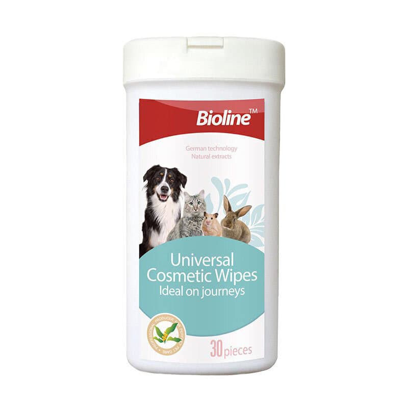 دستمال مرطوب حیوانات خانگی بایولاین Bioline Universal Cosmetic Wipes بسته 30 عددی
