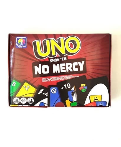 بازی کارتی Uno No Mercy اونو نو مرسی 165 کارتی (بردیا) 1/8 جعبه ای 4016