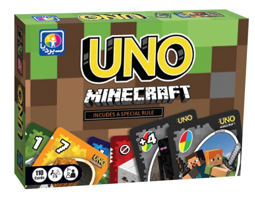 بازی کارتی uno Mine Craft اونو ماین کرافت 110 کارتی (بردیا) 1/8 جعبه ای 4019