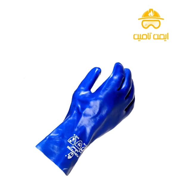 دستکش ضد حلال پوشا پترو ساق کوتاه آبی PON27