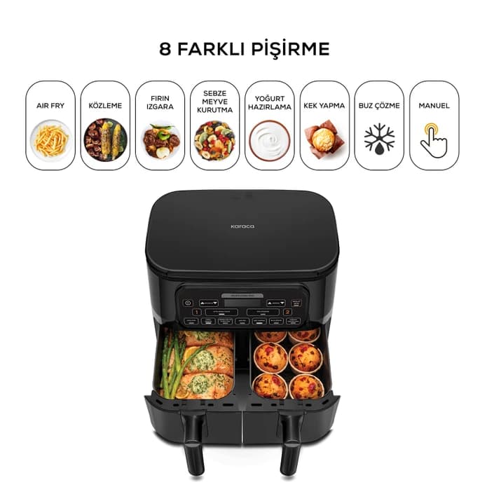 هواپز رژیمی کاراجا مدل Air Pro Cook Duo Köz مشکی — تصویر ۳