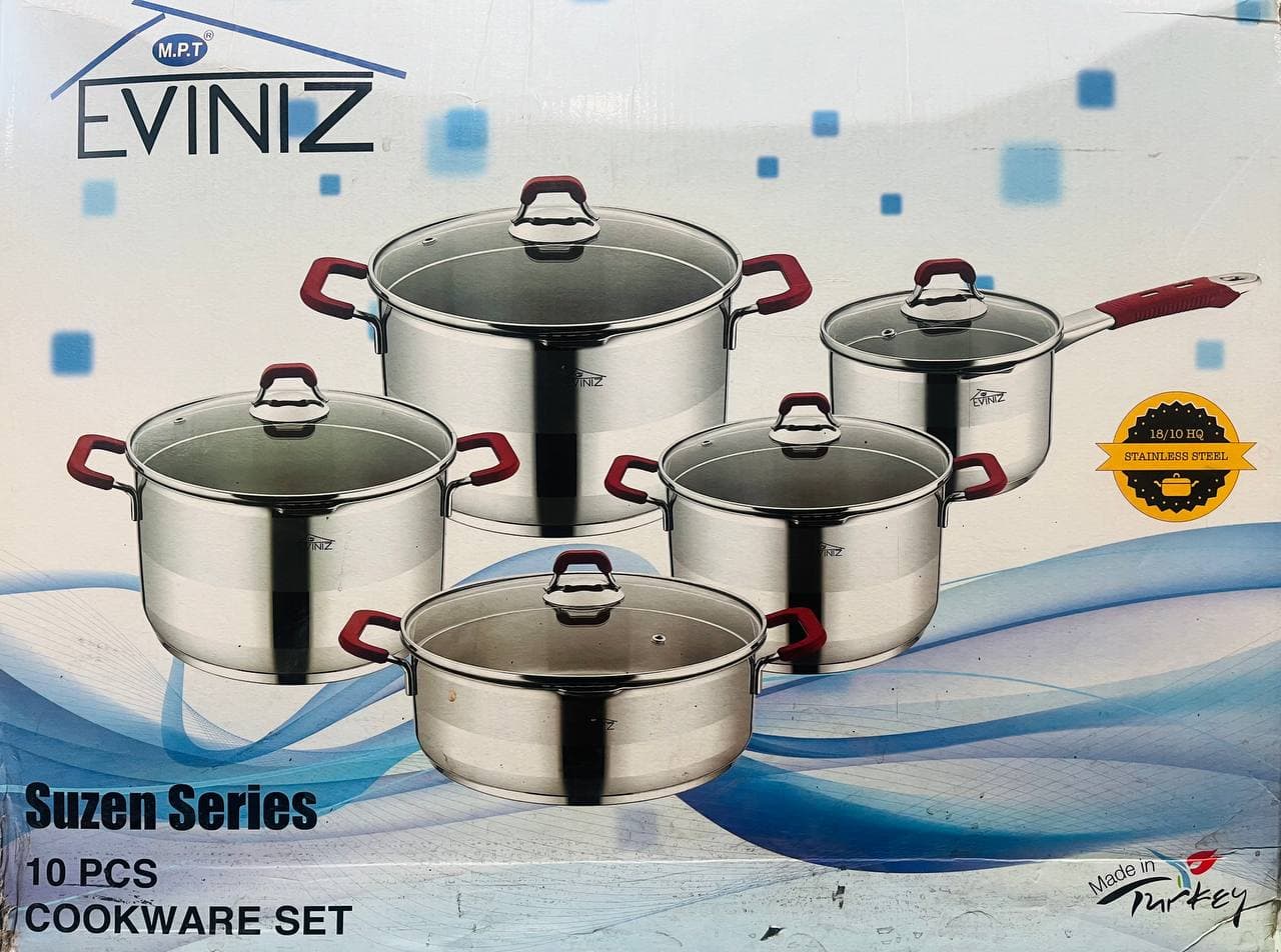 سرویس قابلمه 10 پارچه استیل لبه دار اوینیز EVINIZ کد NSUZEN