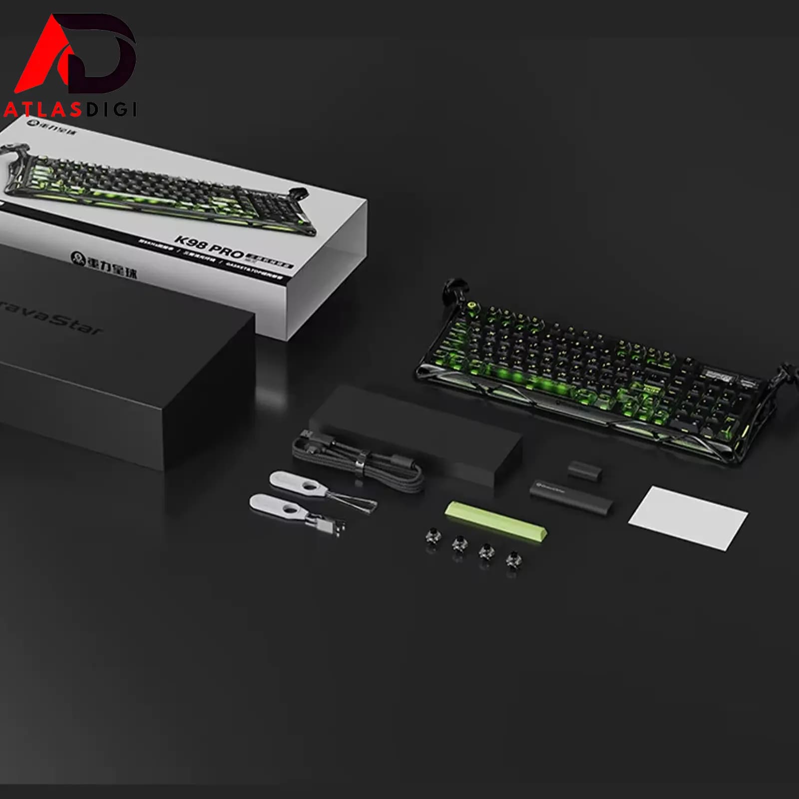کیبورد مکانیکال گیمینگ گراواستار Gravastar Mercury K98 PRO Mechanical Gaming Keyboard | Aluminum Alloy Frame | Smart Display — تصویر ۲