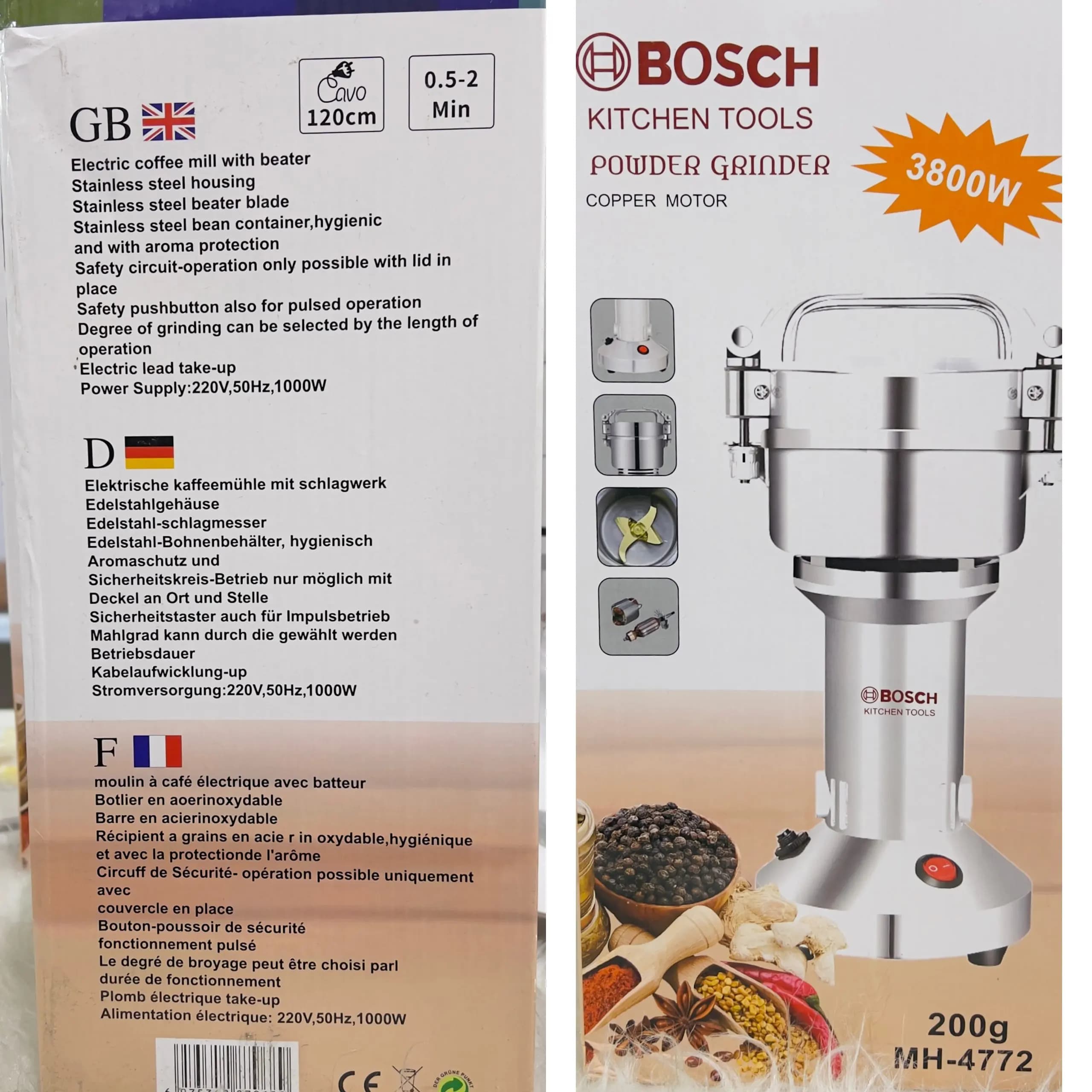 آسیاب صنعتی بوش مدل MH-4772 |ظرفیت 200 گرم | 3800 وات — تصویر ۷