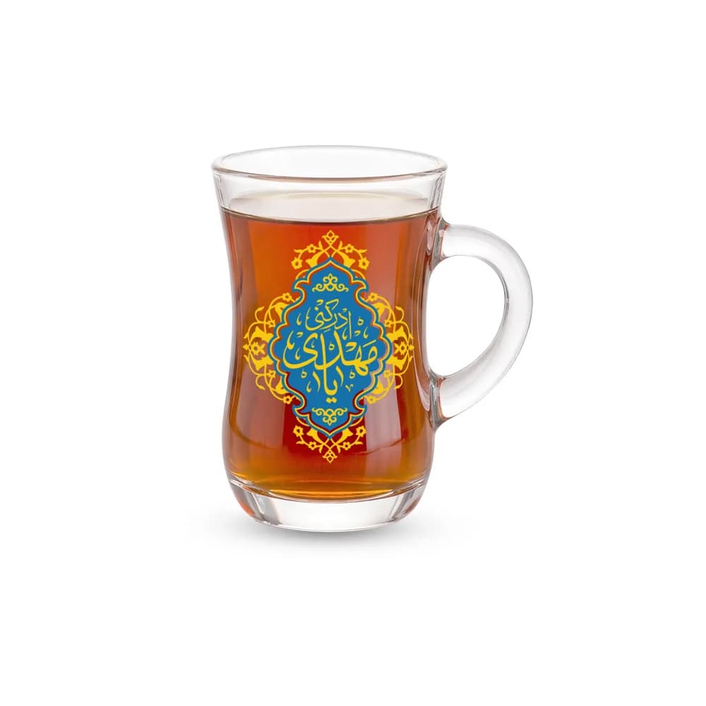 استکان کمر باریک دسته دار یا مهدی ادرکنی تک عددی کد 1291 — تصویر ۲