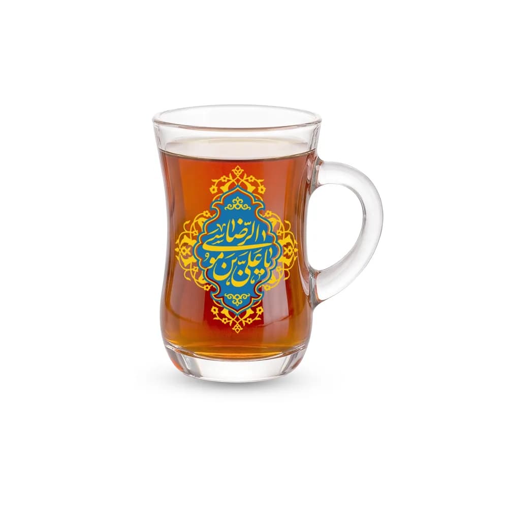 استکان کمر باریک دسته دار یا علی ابن موسی الرضا تک عددی کد 0368