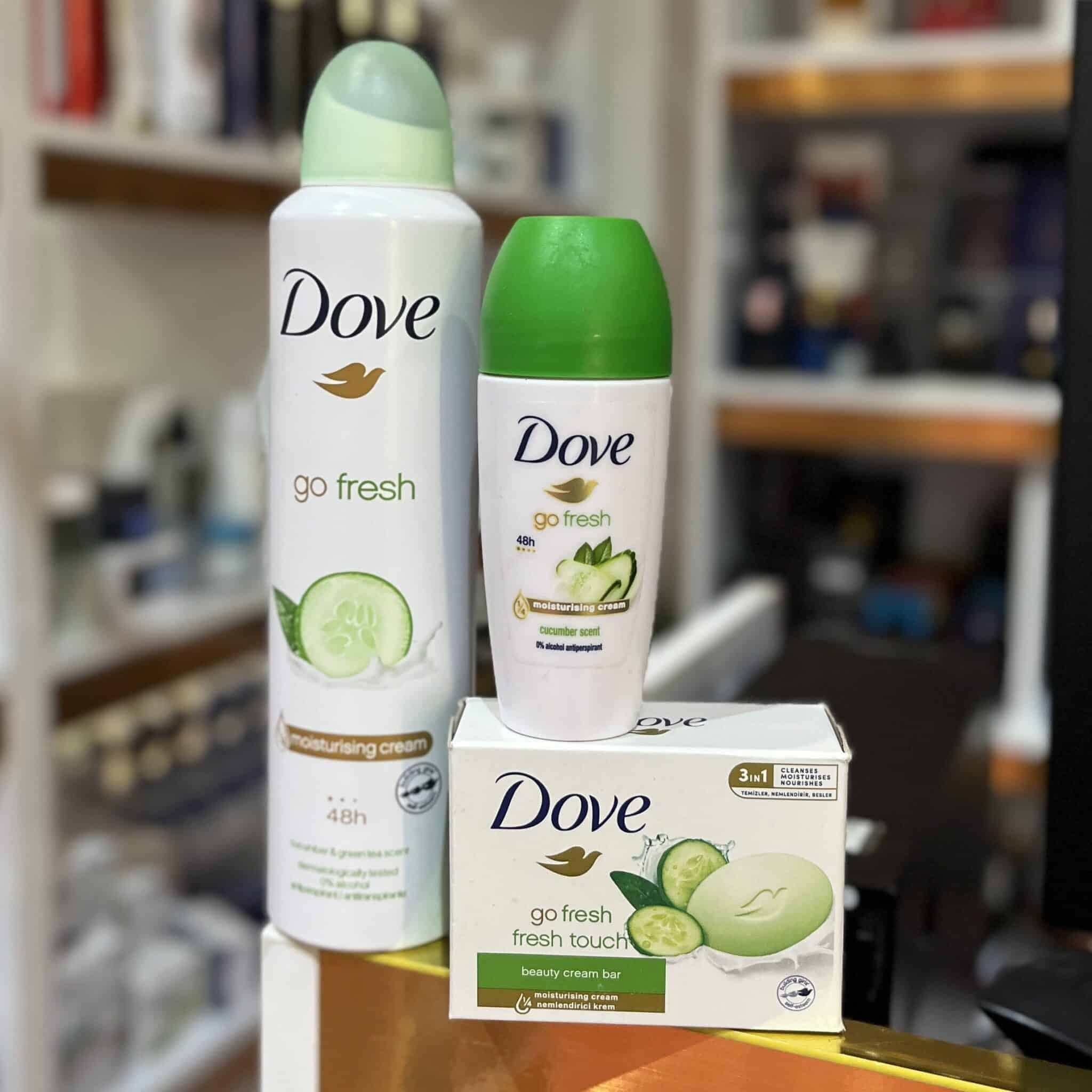 پک اقتصادی داو رایحه خیار DOVE | اسپری + مام رولی + صابون اورجینال