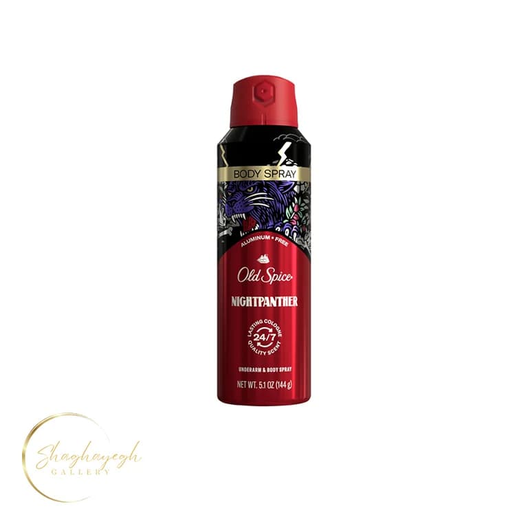 اسپری بدن الد اسپایس بدون آلومینیوم نایت پنتر ۱۴۴ گرم Old Spice Night Panther Aluminum Free Body Spray