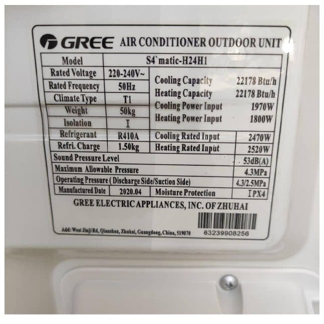 کولر گازی اسفورماتیک گری 12000 سرد و گرم GREE S4 MATIC-H12H1 — تصویر ۶