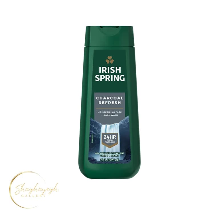 شامپو بدن و صورت زغال فعال با طراوت ۲۴ ساعته آیرش اسپرینگ Irish Spring Charcoal Refresh حجم ۵۹۱ میل