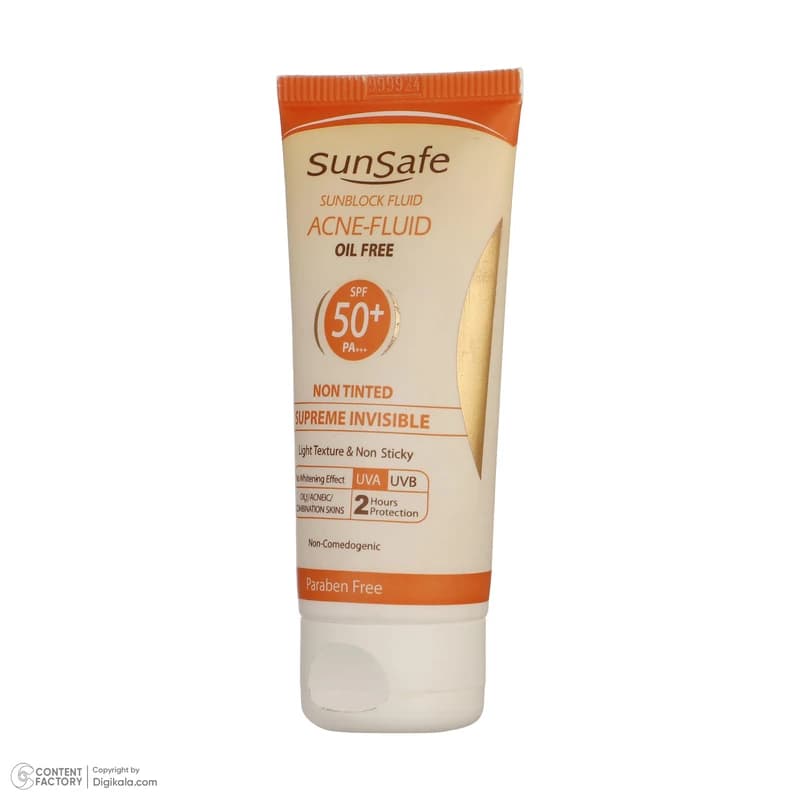 فلوئید ضدآفتاب فیزیکال بی رنگ سان سیف با SPF50 مناسب پوست حساس مستعد قرمزی حجم 50 گرم — تصویر ۴