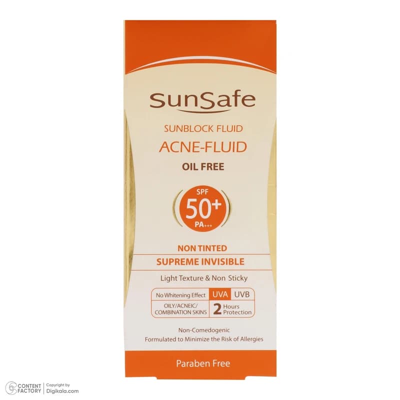 فلوئید ضدآفتاب فیزیکال بی رنگ سان سیف با SPF50 مناسب پوست حساس مستعد قرمزی حجم 50 گرم — تصویر ۳