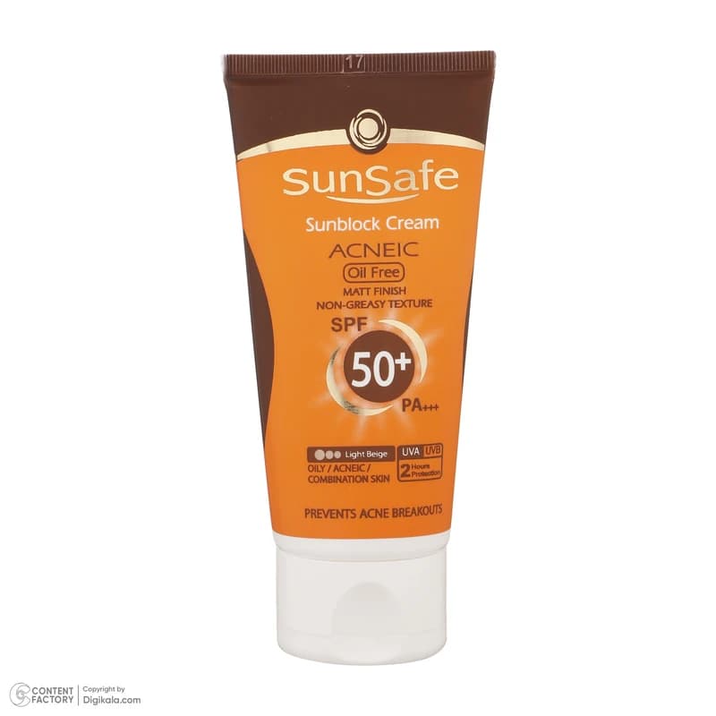 کرم ضدآفتاب رنگی سان سیف با SPF50 مخصوص پوست چرب و آکنه ای با حجم 50 میلی‌لیتر