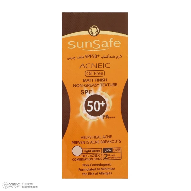 کرم ضدآفتاب رنگی سان سیف با SPF50 مخصوص پوست چرب و آکنه ای با حجم 50 میلی‌لیتر — تصویر ۶