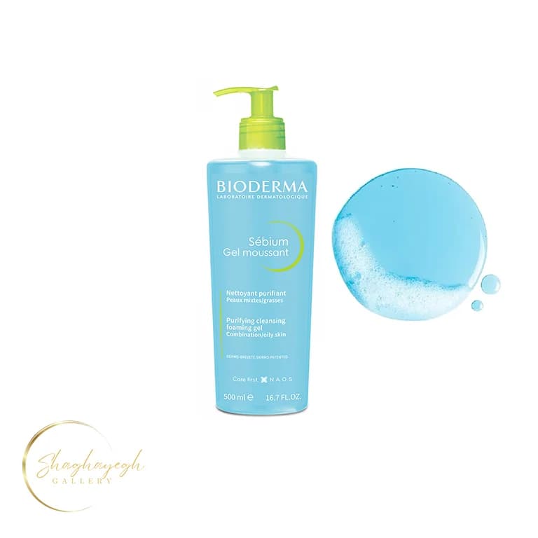 ژل شست‌وشوی پوست چرب و مختلط بیودرما سبیوم ۵۰۰ میل Bioderma Sébium Gel Moussant Purifying Cleansing Foaming Gel