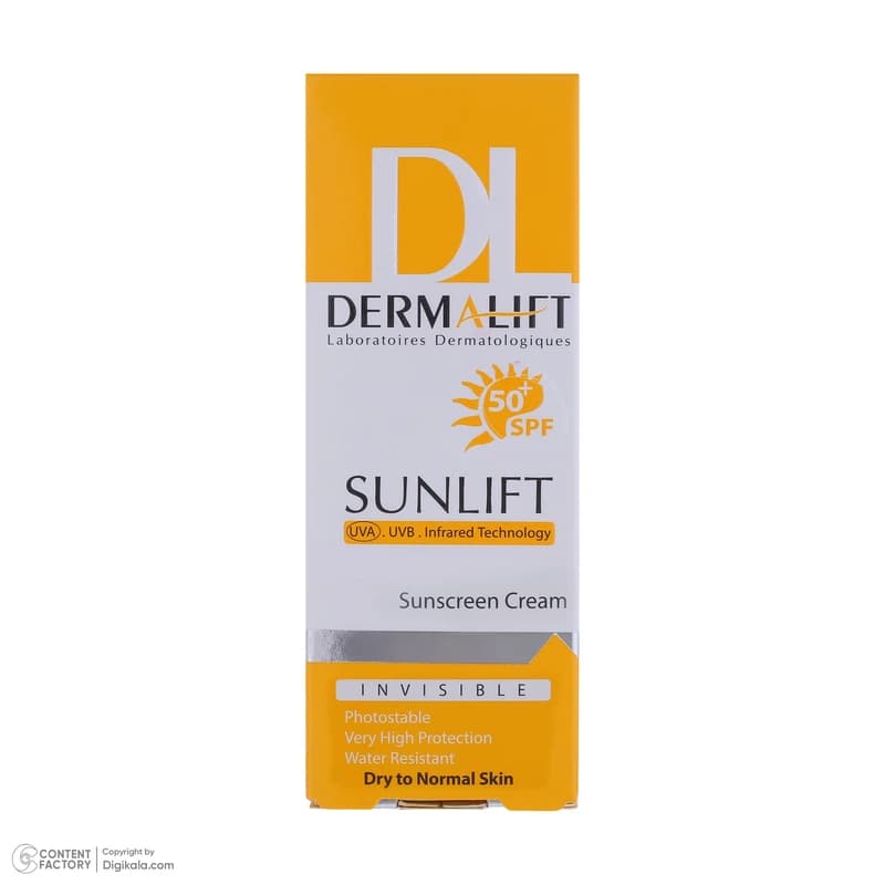 کرم ضد آفتاب بی رنگ درمالیفت با SPF50 مناسب پوست خشک حجم 40 میلی لیتر — تصویر ۳