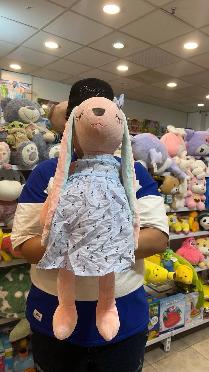 عروسک خرگوش لباس دار با گل سر