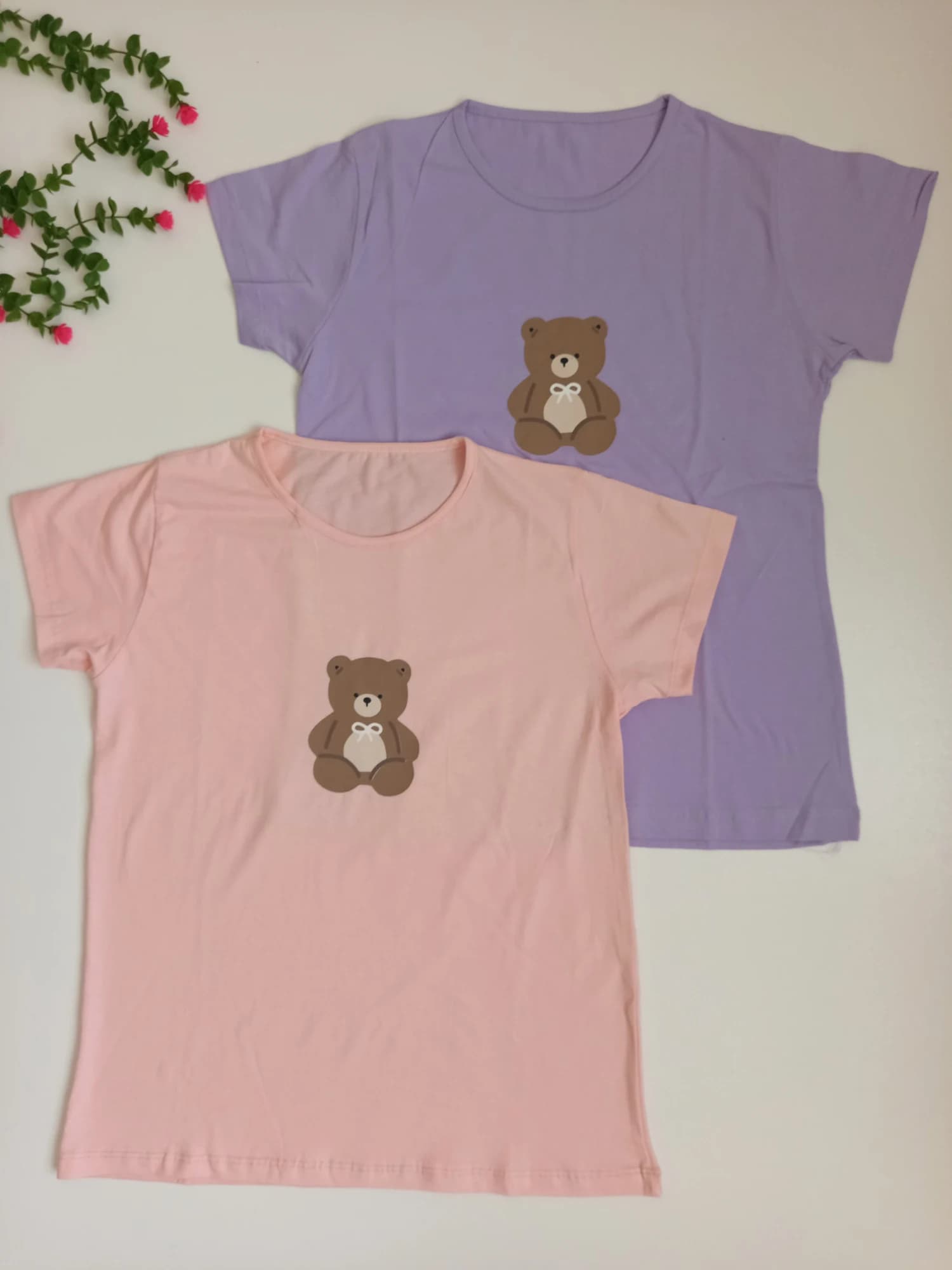 تیشرت نخ پنبه دخترانه Teddy bear سایز 38 تا 42