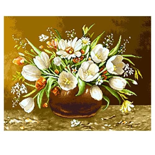 تابلو فرش گل وگلدان کد 25031 نخ و نقشه