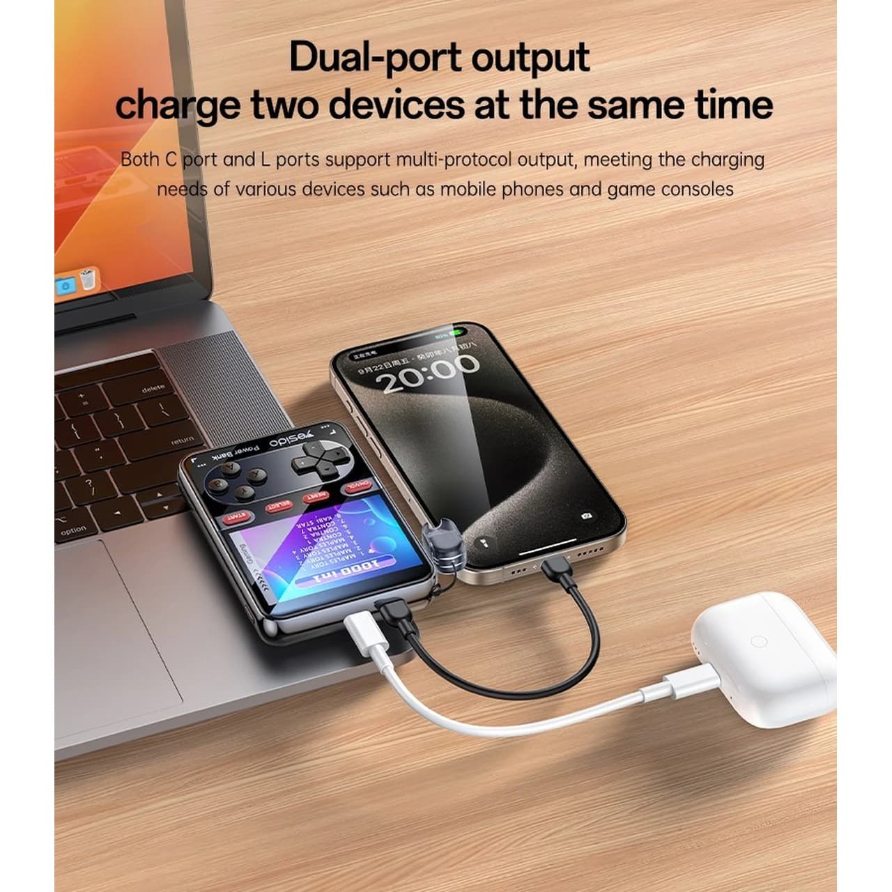 کنسول بازی رترو 2 در 1 و پاوربانک 10000 هزار یسیدو مدل Yesido YP87 Gaming power bank — تصویر ۵