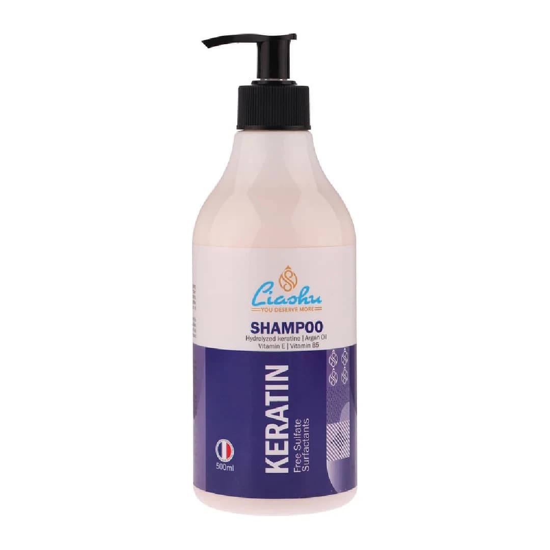 شامپو موی کراتین شده لیاشو فاقد سولفات 500 میلی لیتر/liashu keratin free sulfate shampoo 500ml