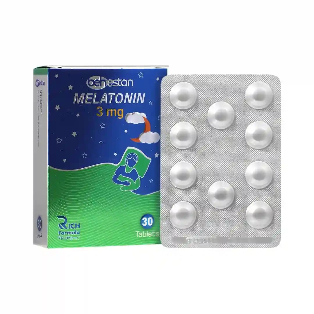 ملاتونین 3 میلی گرم ریچ فرمولا بهستان 30 عددی/Melatonin 3 mg 30 Tablets Rich Formula