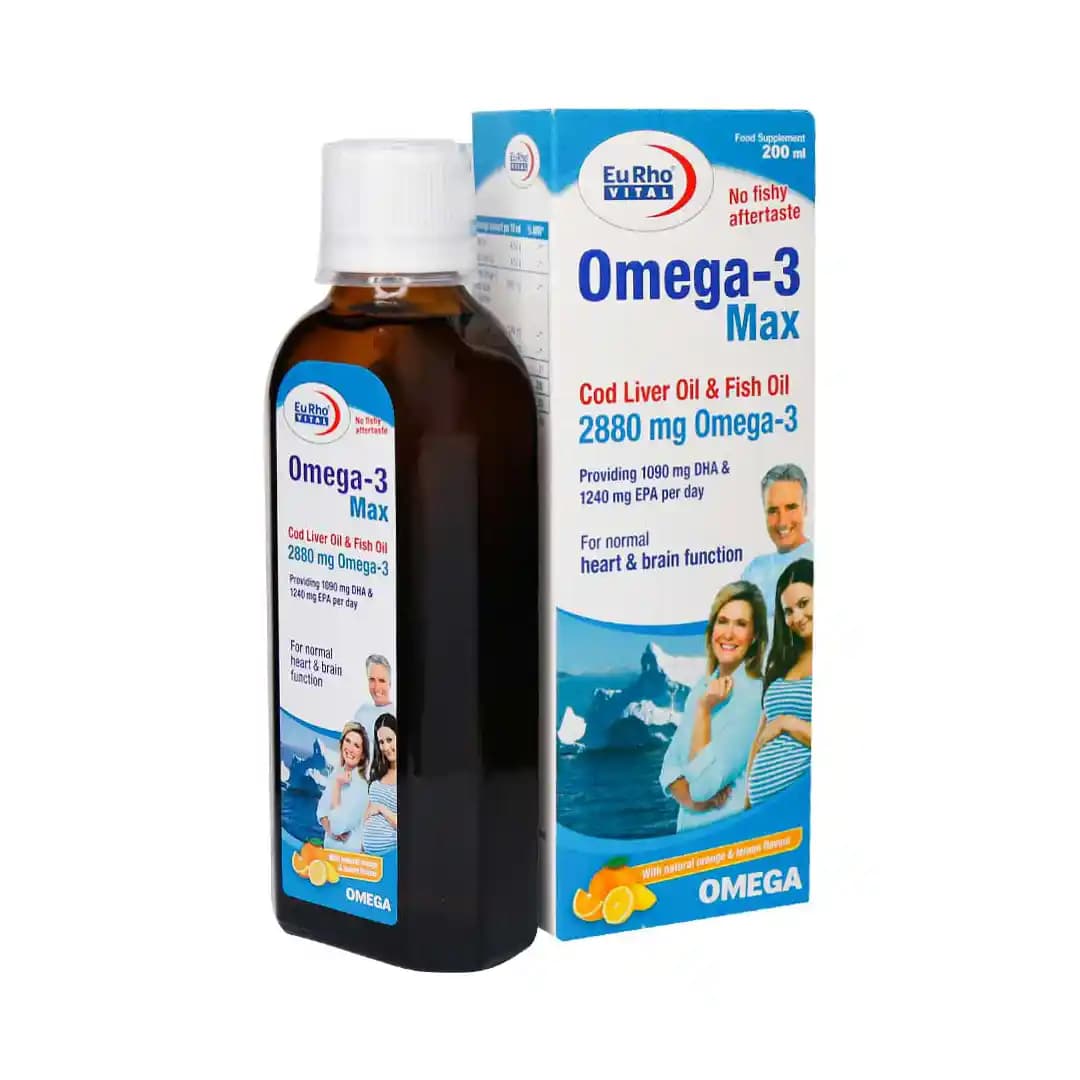 شربت امگا 3 مکس یوروویتال 200 میلی لیتر/Eurho Vital Omega-3 Max 200 ml