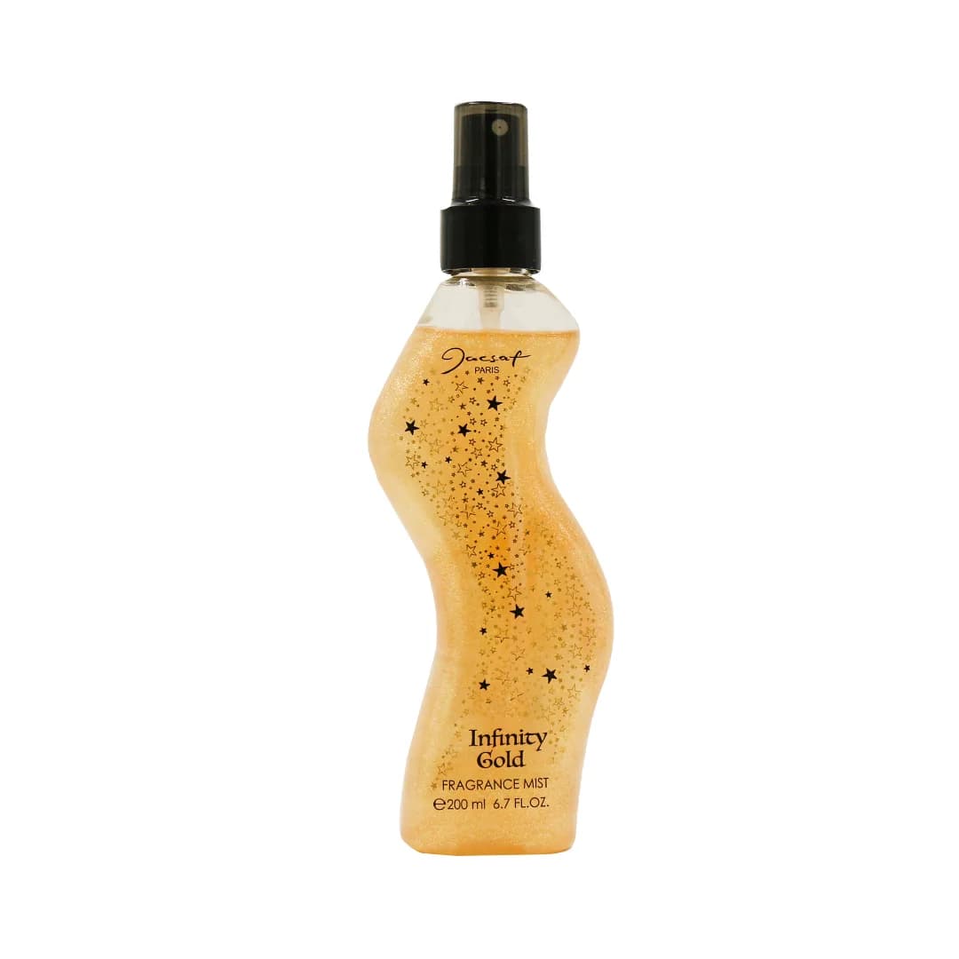 بادی اسپلش زنانه مدل اینفینیتی گلد ژکساف پاریس حجم 200 میلی لیتر/Jacsaf Shine Infinity Gold Body Splash 200 ml