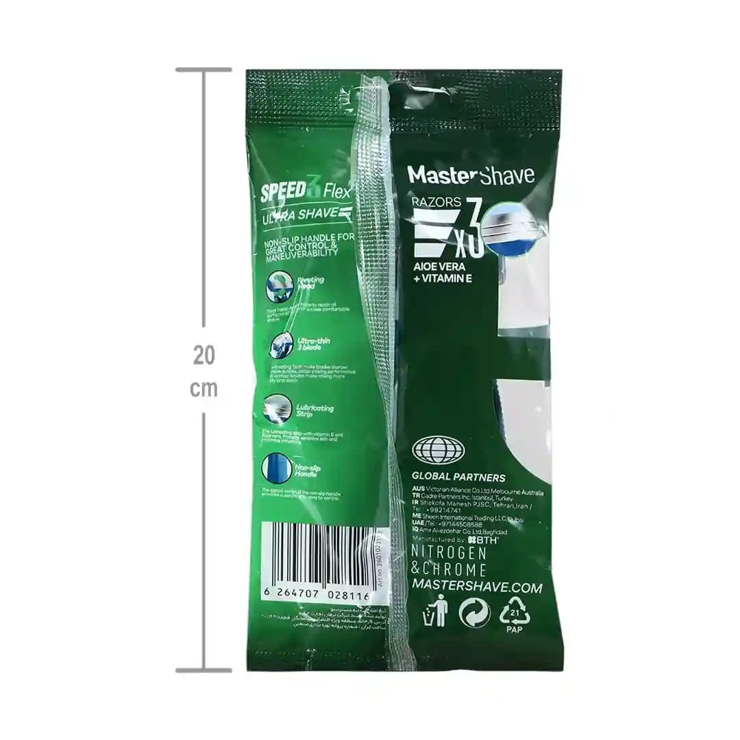خودتراش سه لبه مستر شیو مدل اسپید بسته 3 عددی/Speed 3 Flax Ultra Shave Blade Master Shave — تصویر ۳