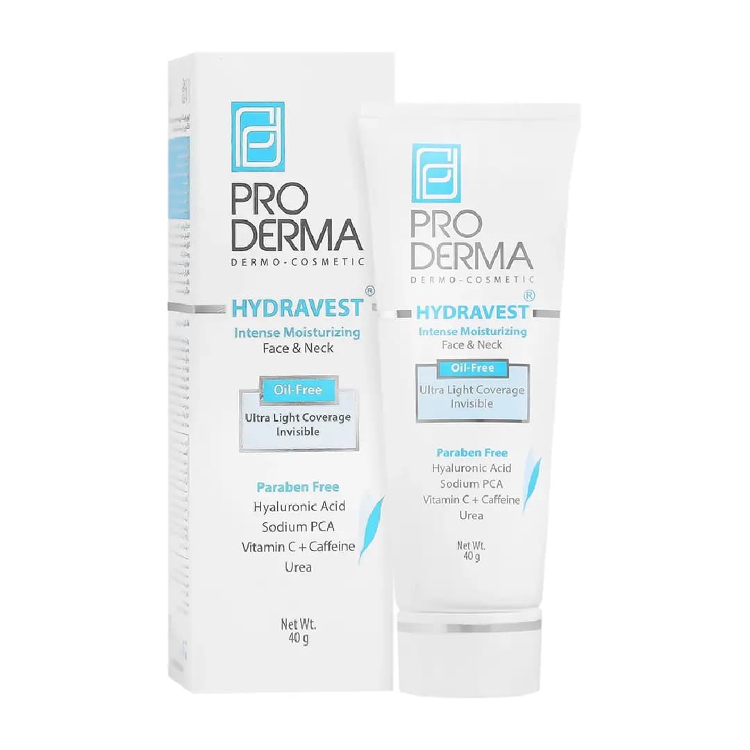 مرطوب کننده قوی پوست چرب فاقد چربی هیدرا وست پرودرما بی رنگ 40 گرم/Intense Moisturizing Cream Oil Free Hydravest Pro Derma 40g