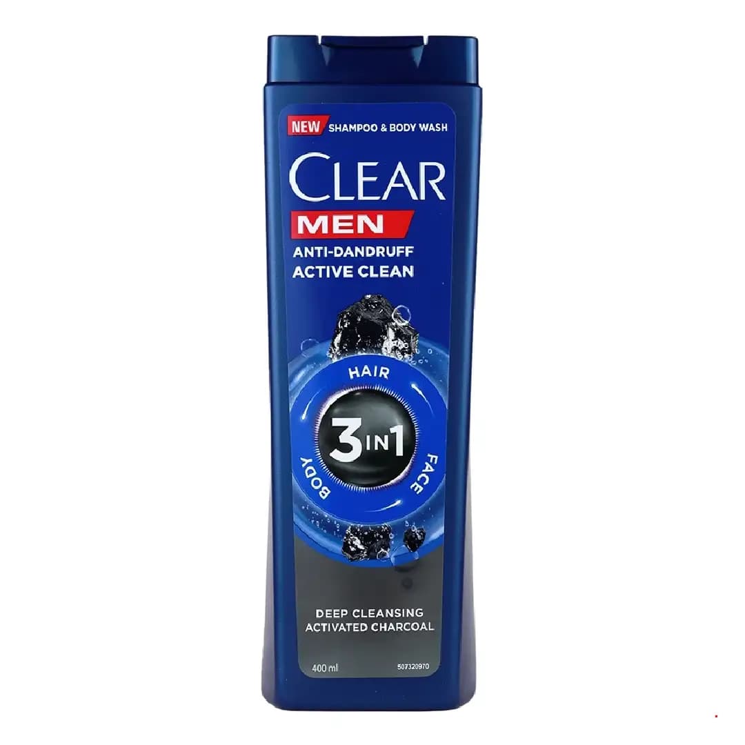 شامپو ضد شوره زغالی آقایان 3 در 1 کلییر 400 میلی لیتر/Clear Anti Dandruff Active Clean Men Shampoo 3 In 1 — تصویر ۲