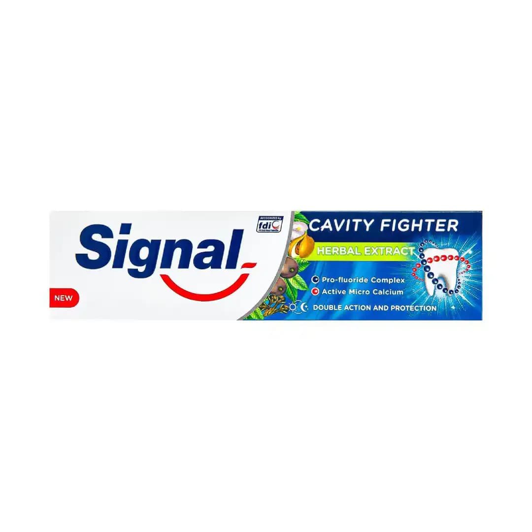 خمیر دندان ضد پوسیدگی سیگنال مدل کویتی فایتر حاوی عصاره های گیاهی 100 میل/Signal Anti Cavity Toothpaste Cavity Fighter Model Herbal Extracts 100 ml