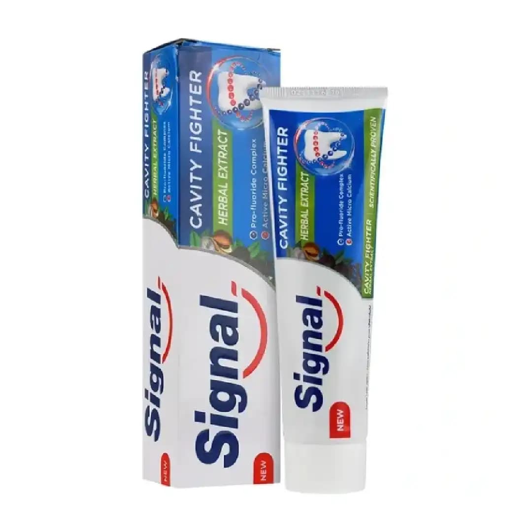 خمیر دندان ضد پوسیدگی سیگنال مدل کویتی فایتر حاوی عصاره های گیاهی 100 میل/Signal Anti Cavity Toothpaste Cavity Fighter Model Herbal Extracts 100 ml — تصویر ۲