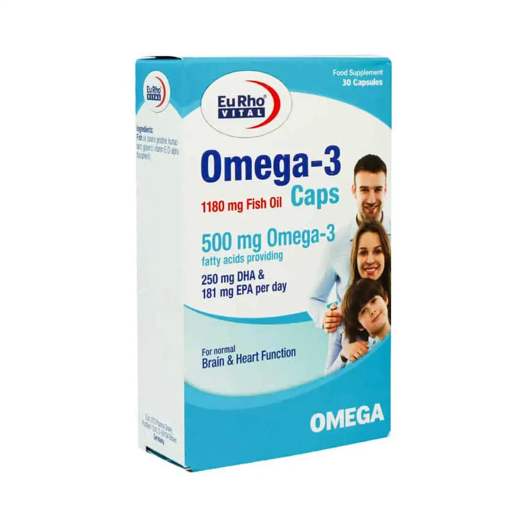 کپسول امگا 3 یوروویتال 1180 میلی گرم 30 عددی/Eurho Vital Omega-3 1180 mg 30Caps