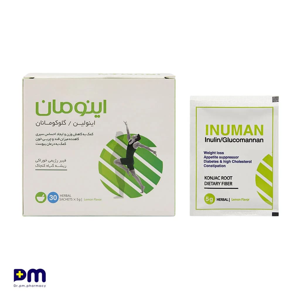 ساشه اینومان سپیداج اینولین + گلوکومانان (طعم لیمو) 30 عدد