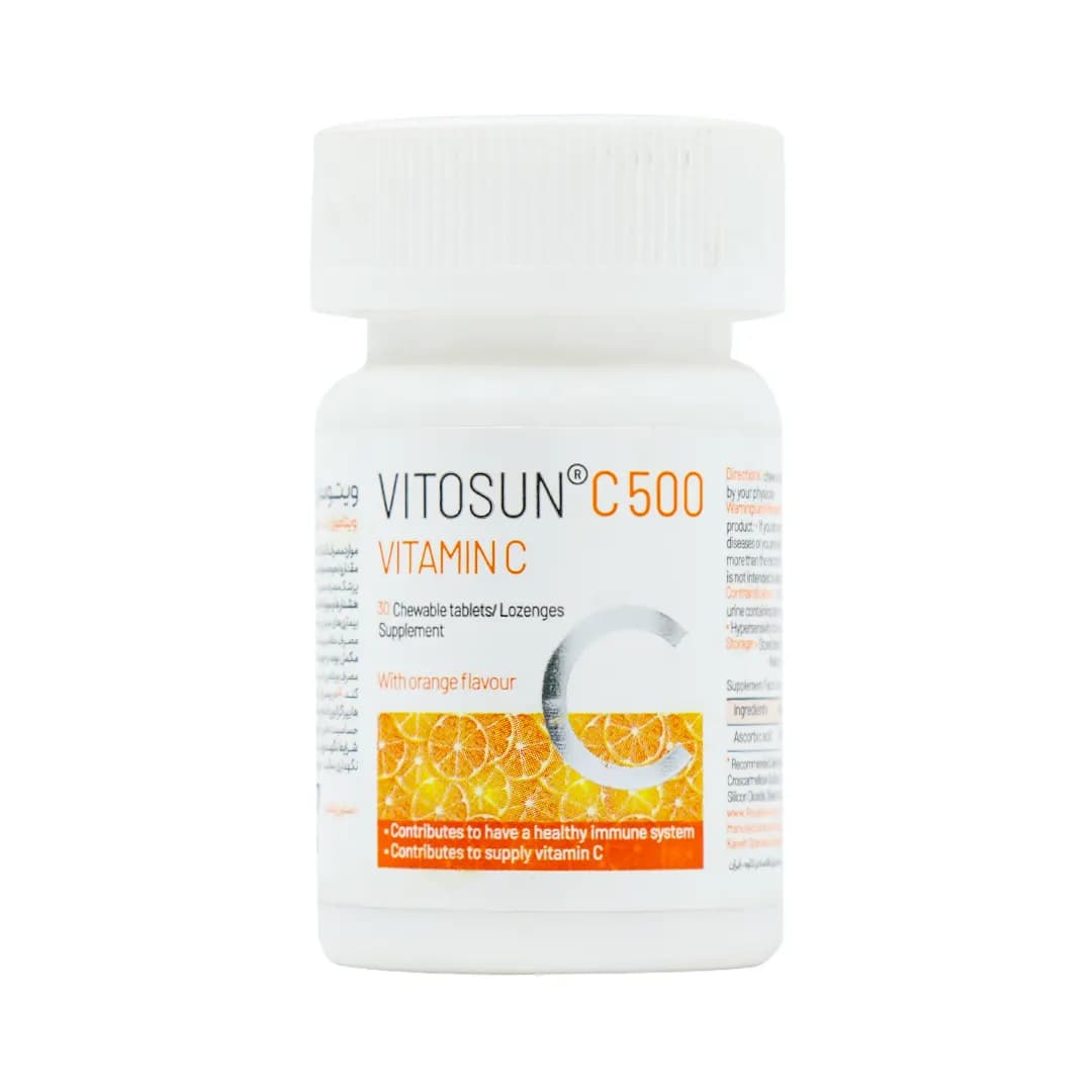 قرص جویدنی ویتوسان طعم پرتقال C 500 روژین 30 عددی/Rougine C 500 mg 30 Chewable Tablets Orange Flavour