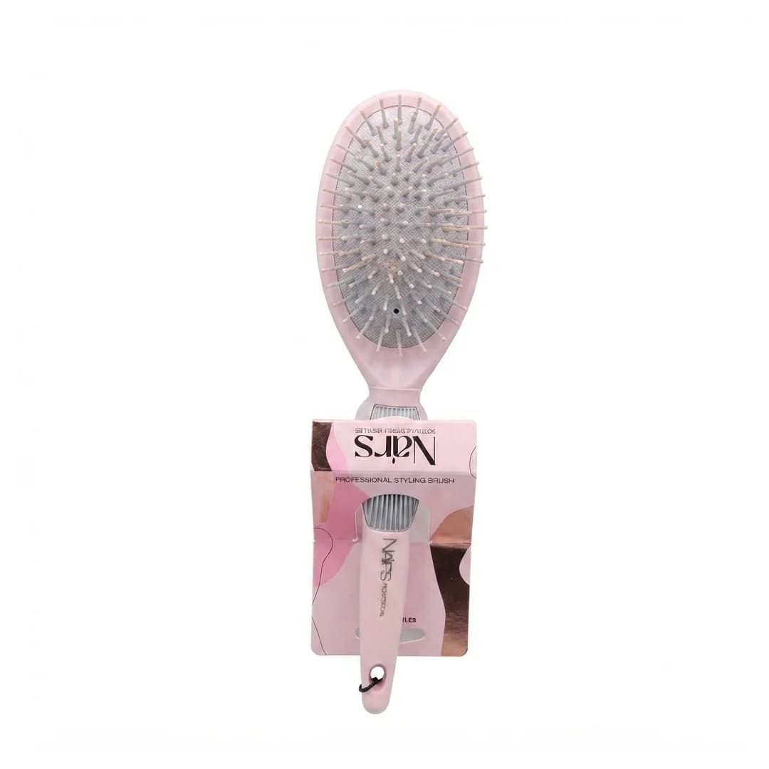 برس مو نارس شانه فلزی مدل بیضی کد 102 سری پرکتیکال رنگ صورتی/Nars Metal Comb Hair Brush Oval Model Code 102 Practical Series Pink Color