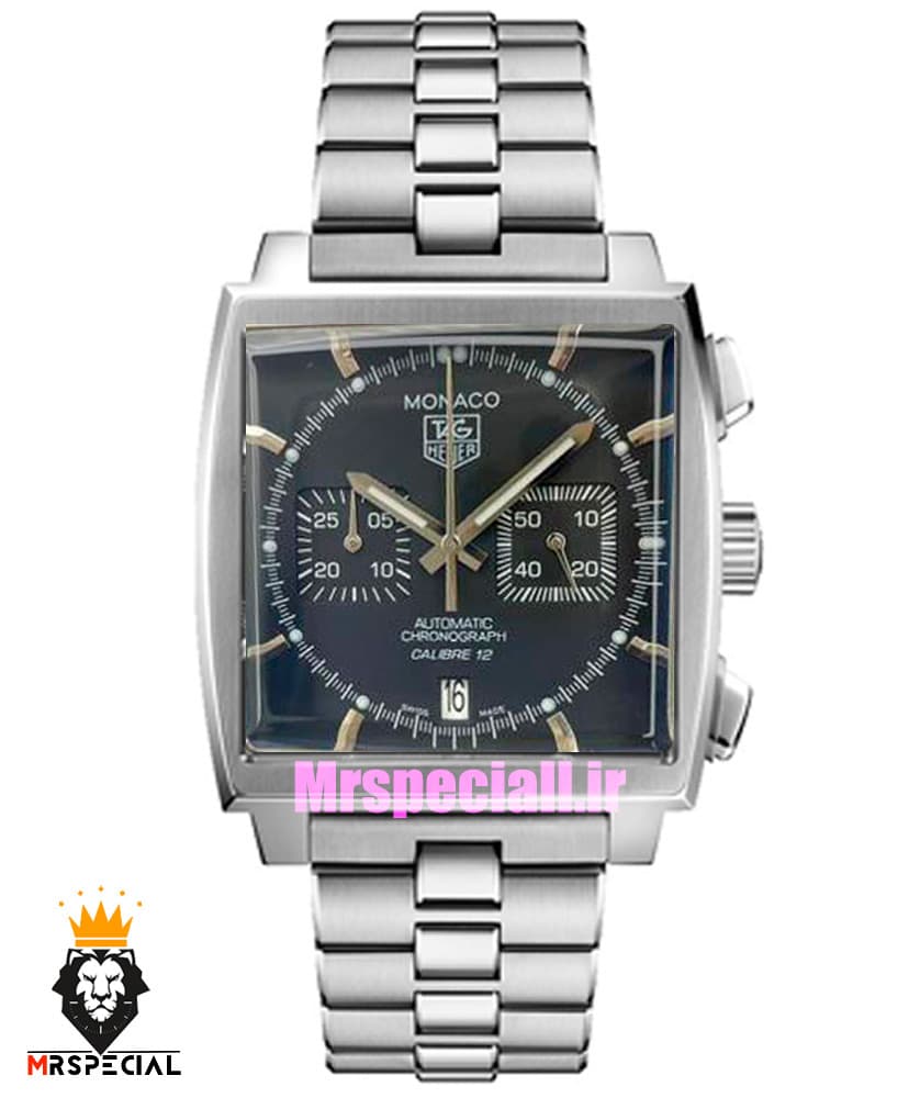 ساعت مردانه تگ هویر موناکو استیل کرنوگراف صفحه مشکی Tag heuer Monaco 020165