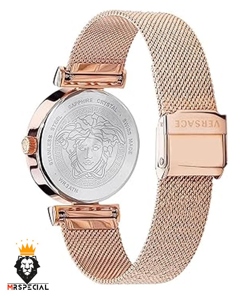 ساعت مچی زنانه ورساچه رزگلد بند حصیری 02028 VERSACE — تصویر ۴