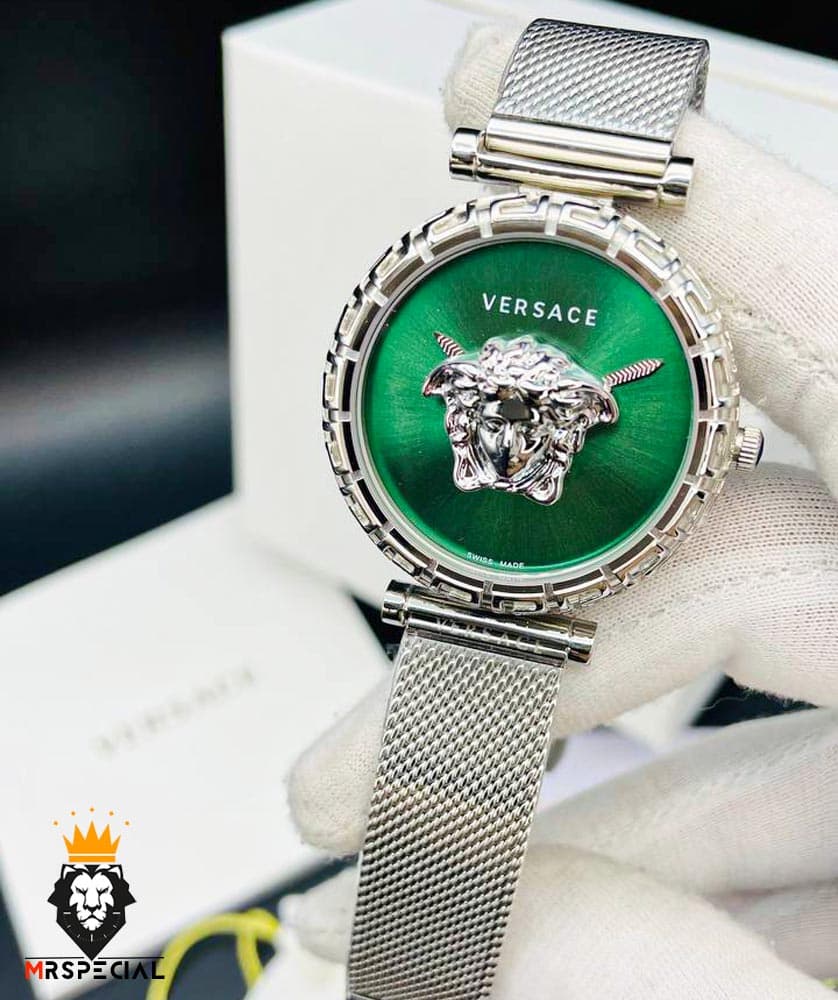 ساعت مچی زنانه ورساچه بند حصیری استیل صفحه سبز 02024 VERSACE — تصویر ۲