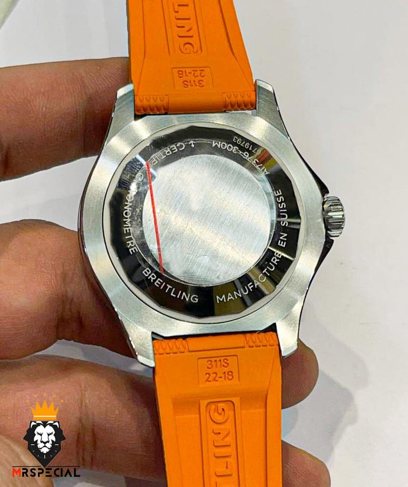 ساعت برایتلینگ مردانه اتوماتیک بند رابر نارنجی صفحه نارنجی Breitling Super Ocean 02012 — تصویر ۷