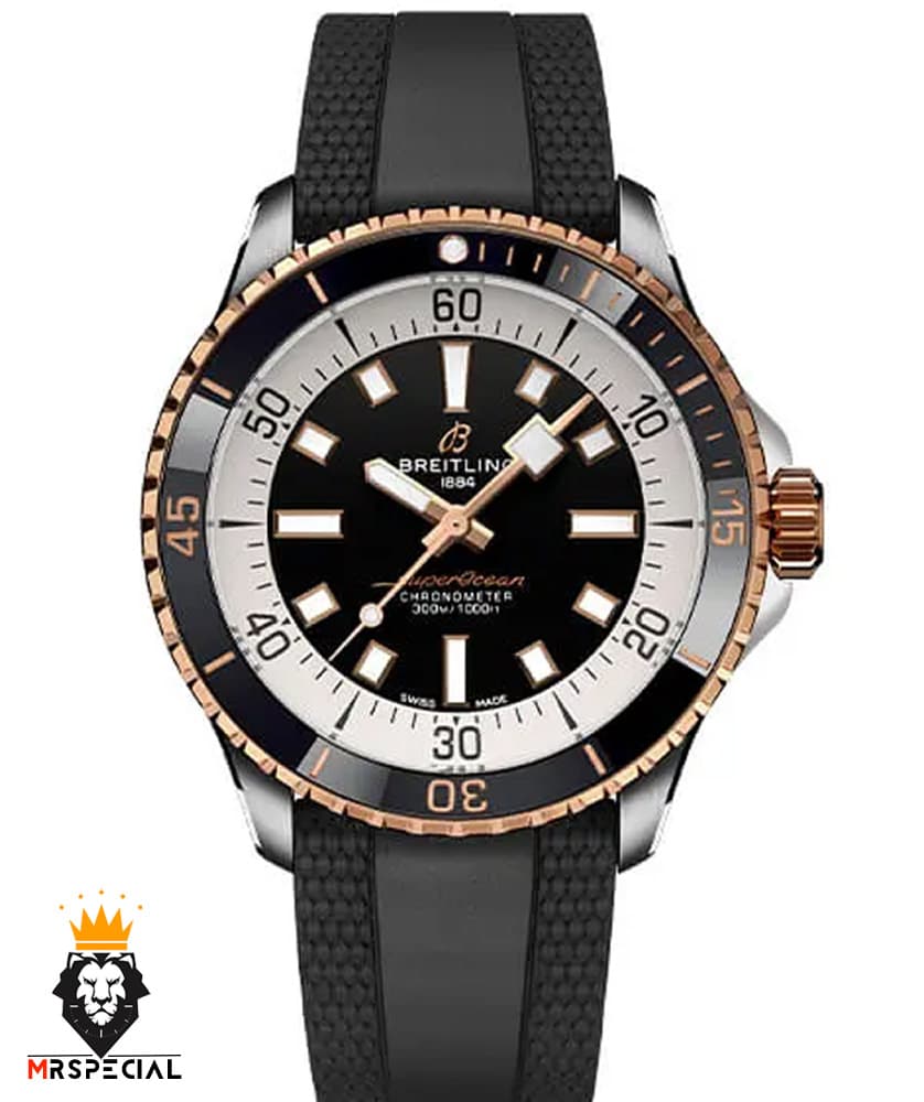 ساعت برایتلینگ مردانه اتوماتیک بند رابر مشکی صفحه مشکی Breitling Super Ocean 02010