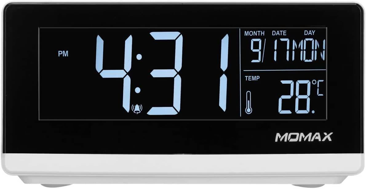 ساعت و شارژر وایرلس مومکس مدل Momax QClock Digital Clock QC1CNW — تصویر ۳